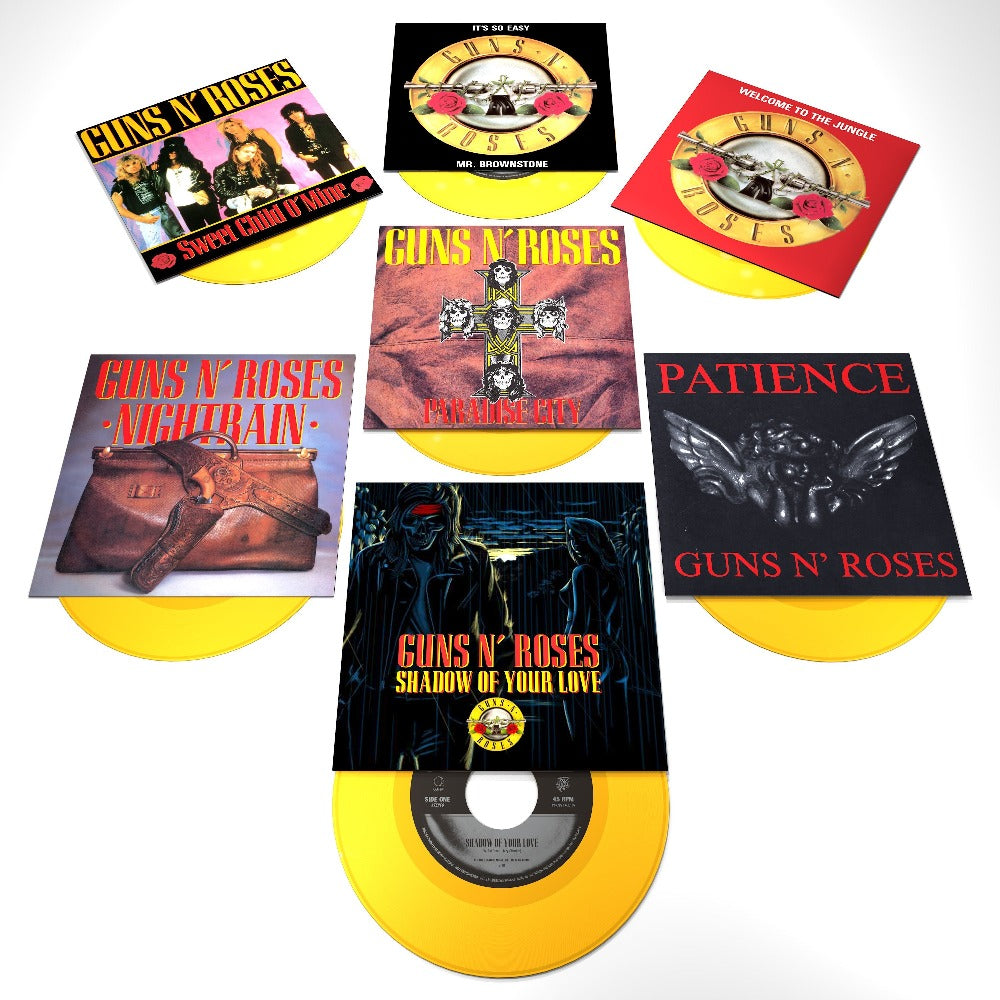 Appetite For Destruction Locked N' Loaded Box Set - 6 Replica 7-inch Singles + New 7-inch for “Shadow Of Your Love” on Yellow Vinyl