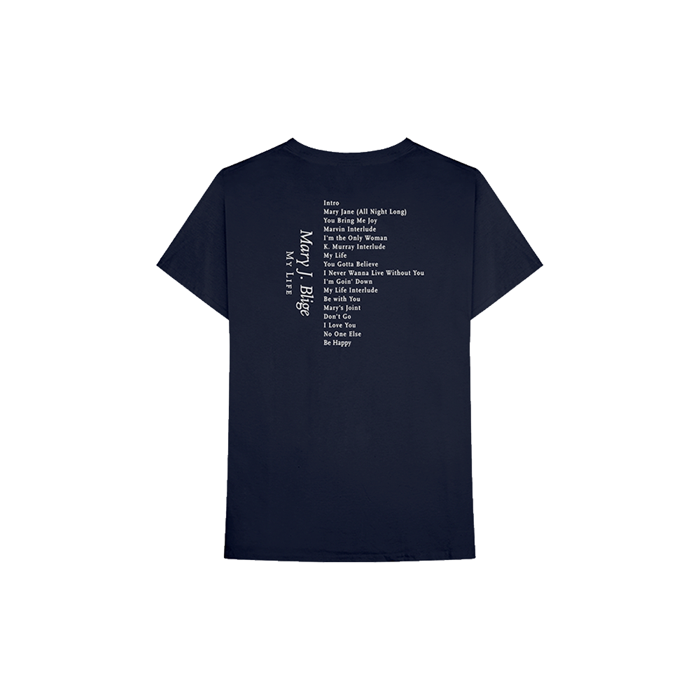 Mary J. Blige - My Life Tracklist T-Shirt (Navy) - Back