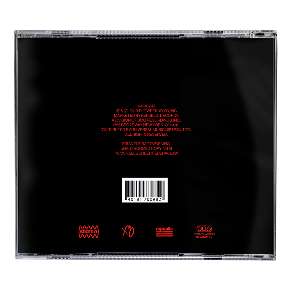 The Weeknd - After Hours CD back of jewelcase