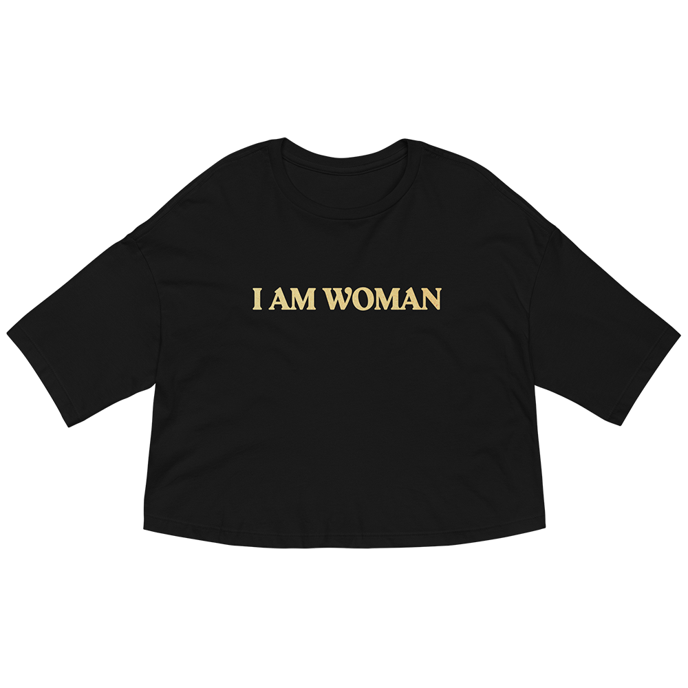 I Am Woman Crop Top (Black) - Front