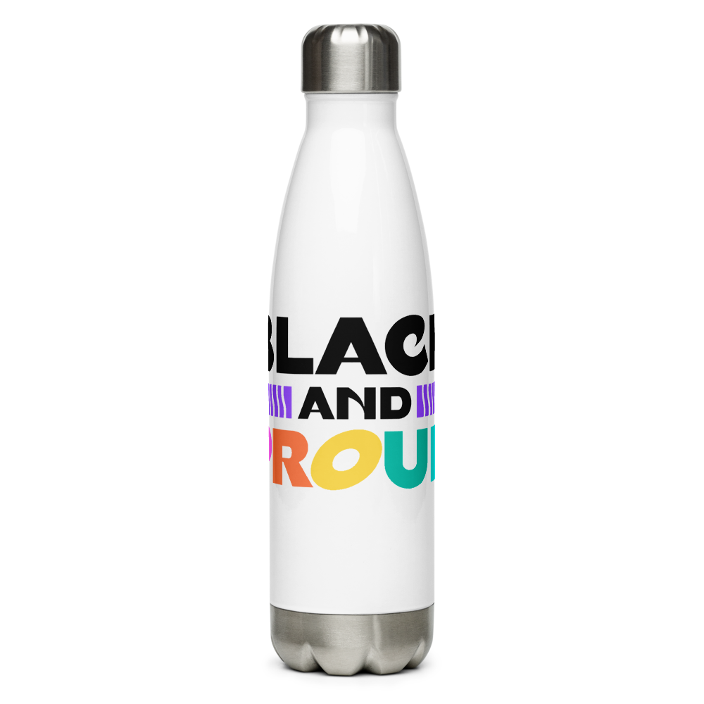 Black & Proud White Water Bottle Front