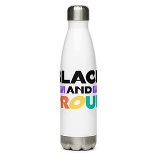 Black & Proud White Water Bottle Front